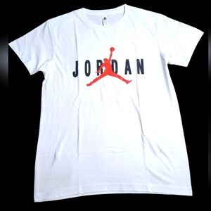 Men's New Athletic White T-Shirt with Red Logo 2xl
